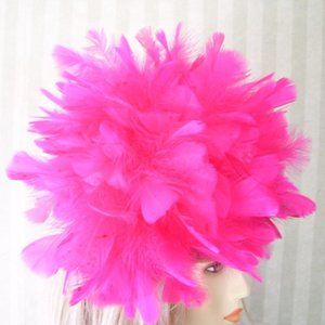 Bright Hot Pink Feather Big Fascinator Hat for the Kentucky Derby!